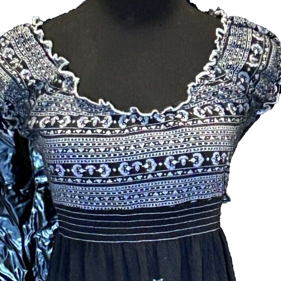 Almost Famous Peasant Dress Short Sz M Black&White Dance Fit&Flare Elastic waist - Picture 1 of 14